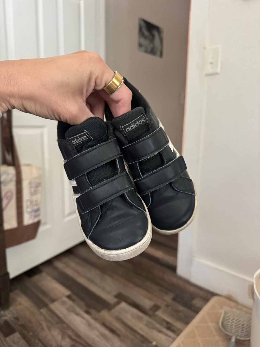 adidas Kids Black Velcro Sneakers 9.5C